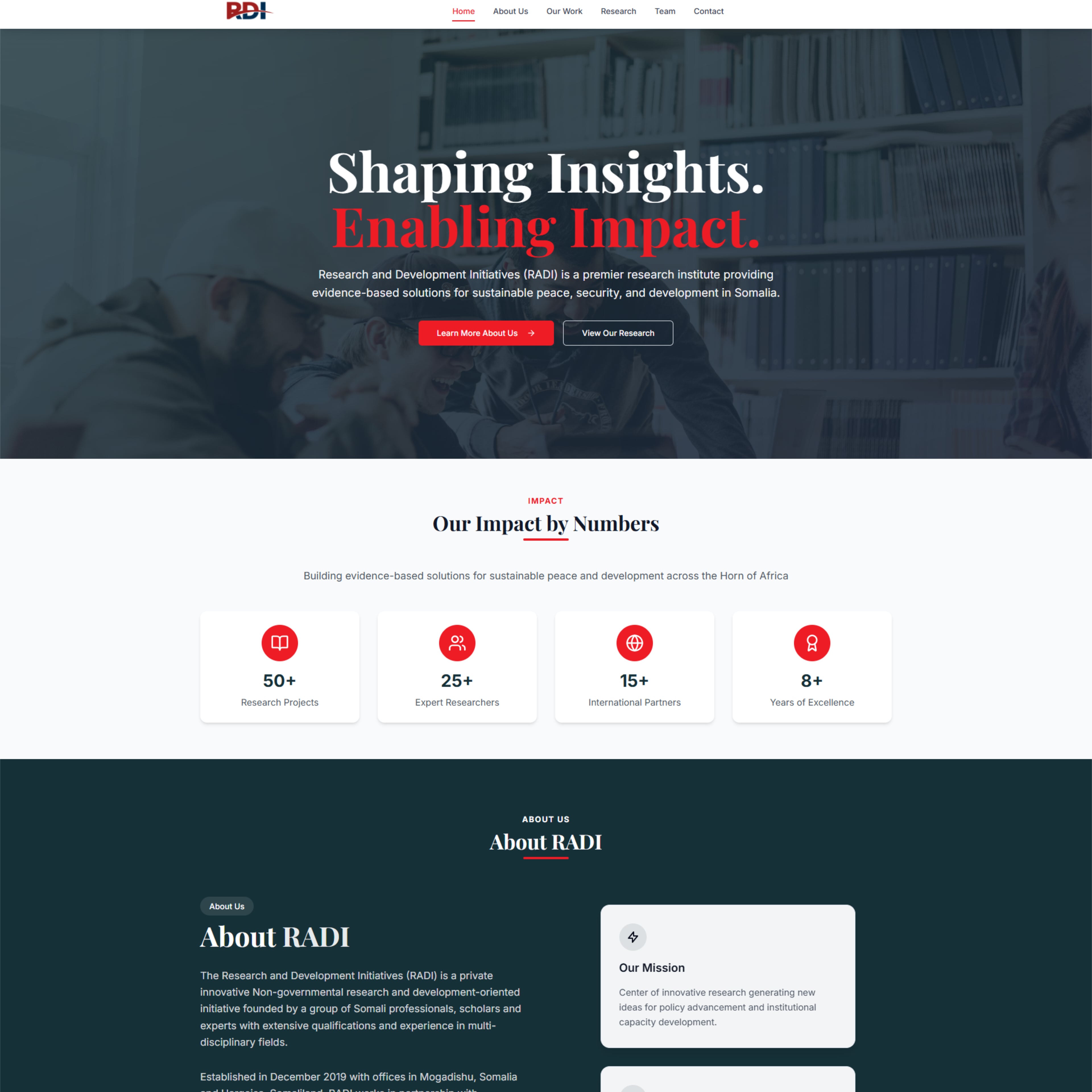 RADI – Research Institute Website - Project Screenshot